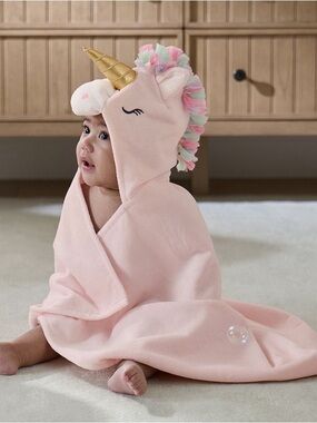 EUC Pottery Barn Kids Unicorn Critter Plush Baby Hooded Towel